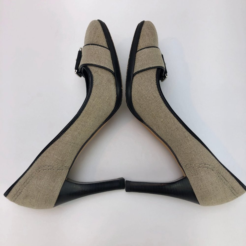 BANANA REPUBLIC neutral pump black leather trim - SZ 7.5 - Picture 6 of 11
